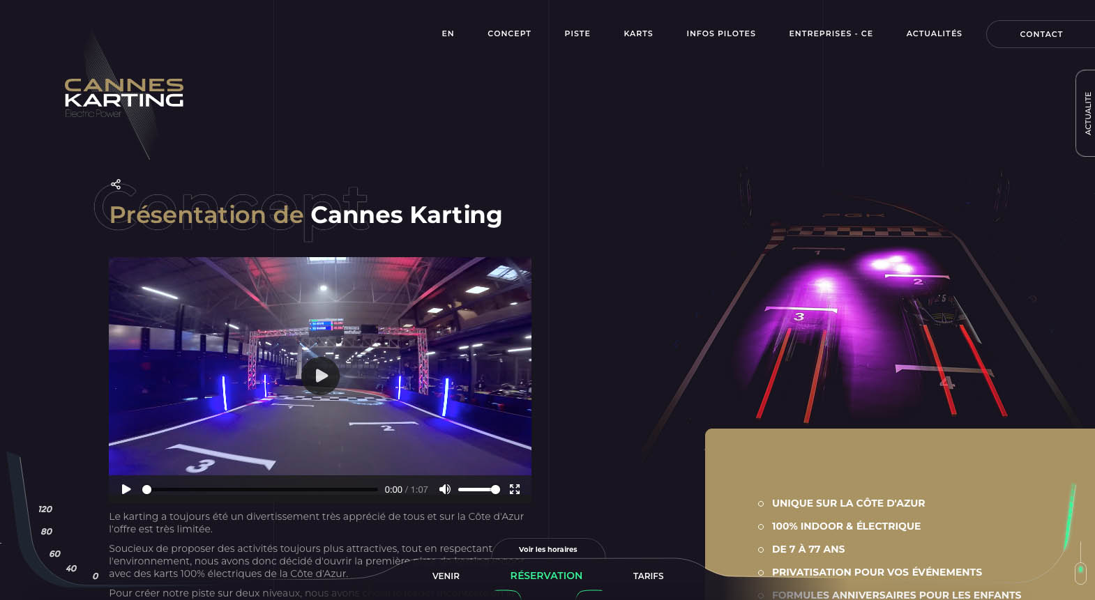 Cannes Karting - Création du site internet  - 2