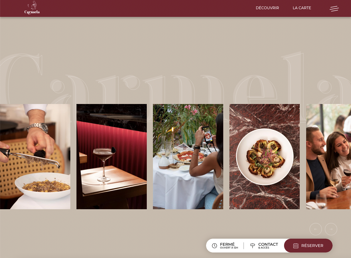 Restaurant Carmela Nice - Création du site internet  - 1