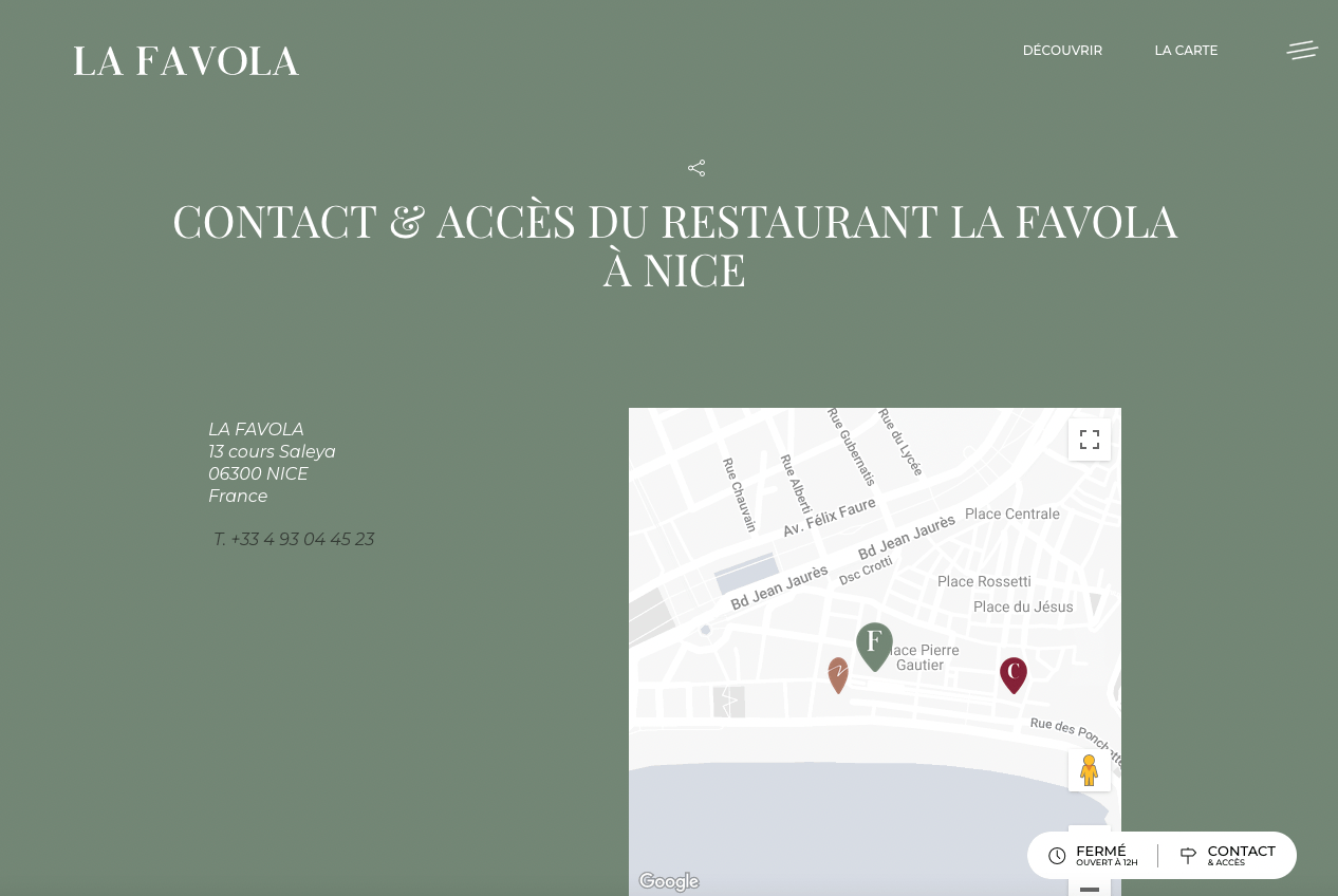 Restaurant La Favola Nice - Création du site internet  - 4