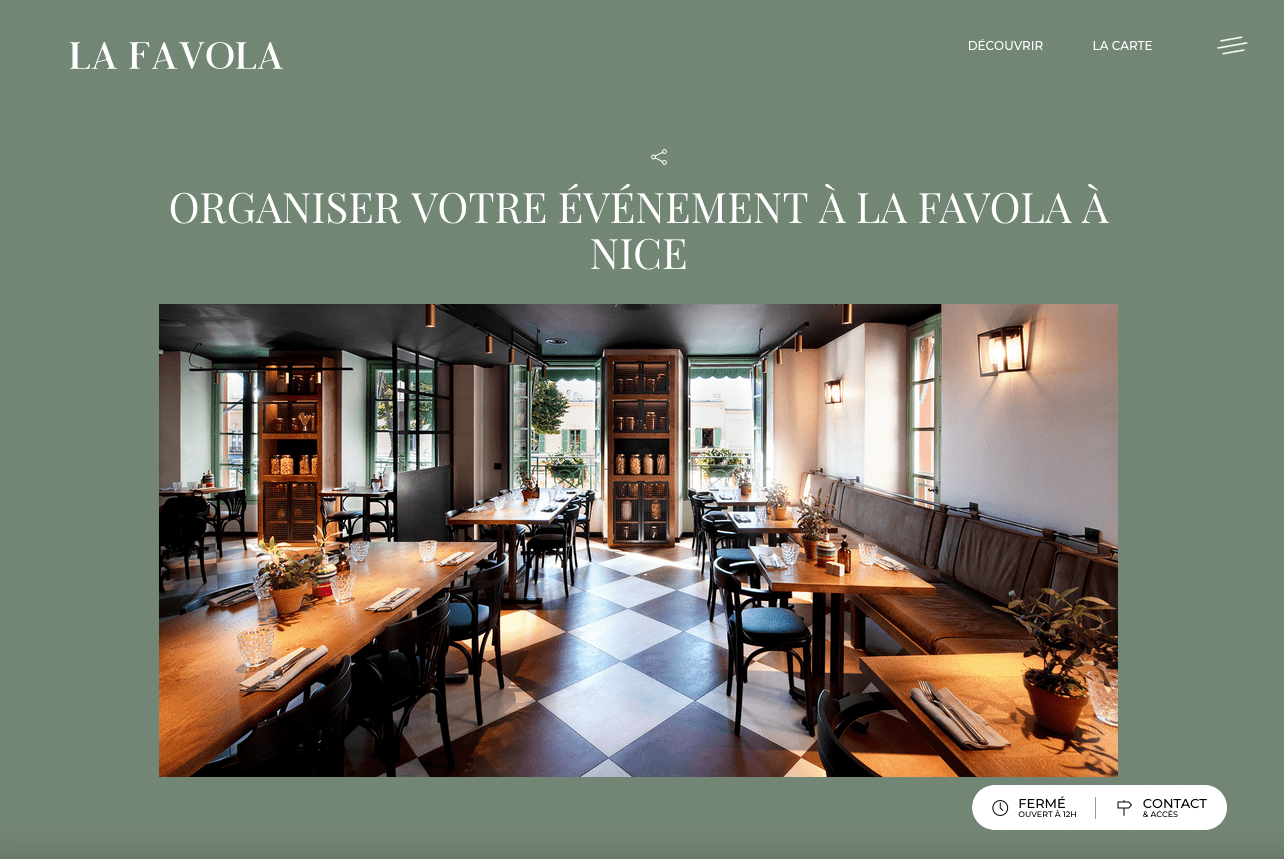 Restaurant La Favola Nice - Création du site internet  - 3
