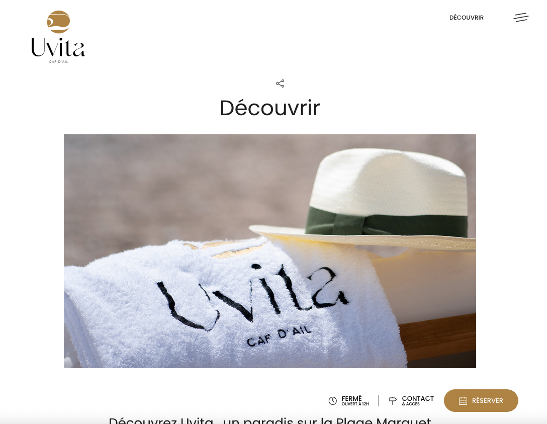 Plage et restaurant Uvita Cap d'Ail  - Création du site internet  - 1