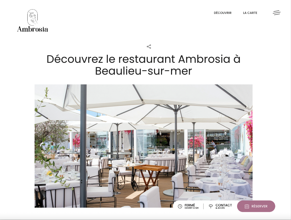 Restaurant Ambrosia Beaulieu-sur-Mer - Création du site internet  - 2