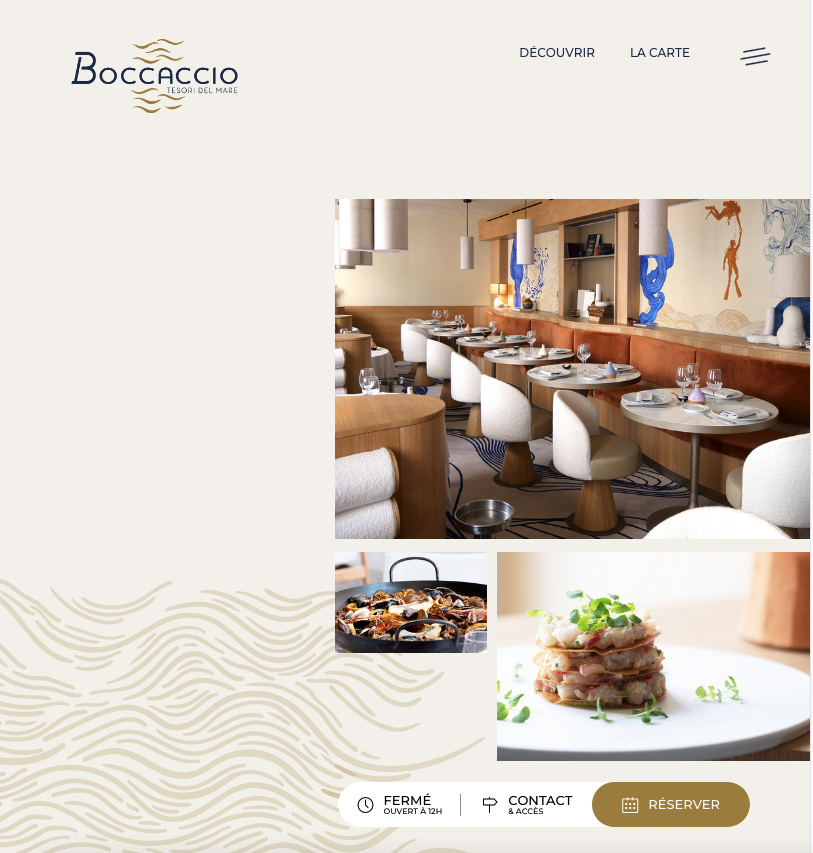 Boccaccio restaurant Nice  - Création du site internet 