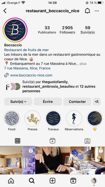 Boccaccio restaurant Nice  - Réseaux sociaux  - 1