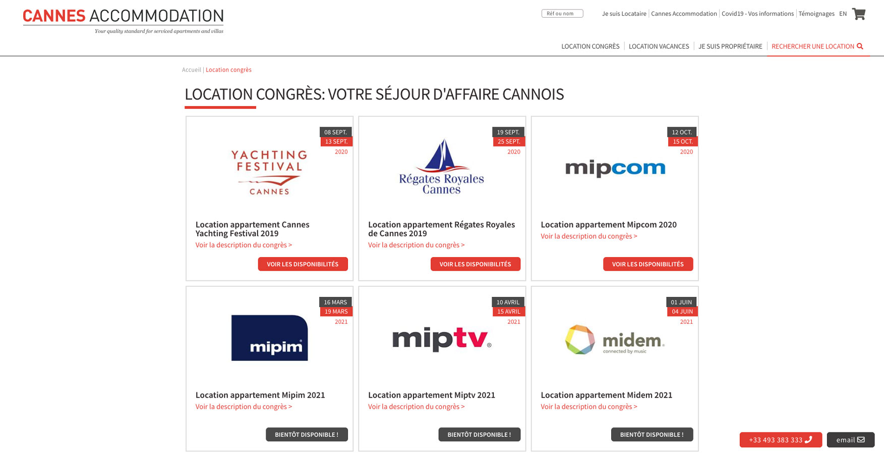 Cannes Accommodation - Agence Colibri, Design, Publicité, Web - Refonte du site cannes-accommodation.com - 1