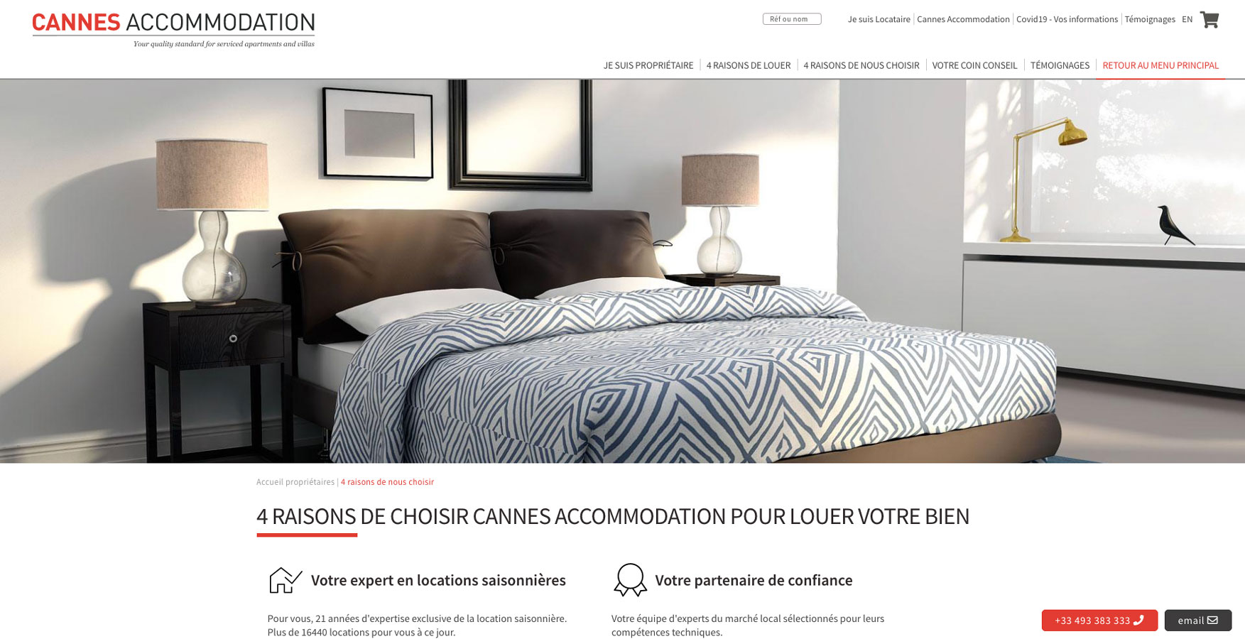 Cannes Accommodation - Agence Colibri, Design, Publicité, Web - Refonte du site cannes-accommodation.com - 2