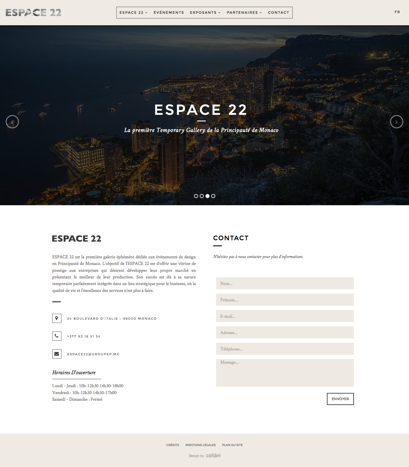 Espace 22 - Espace 22 - Agence Colibri, Design, Publicité, Web - Réalisation site internet espace22.mc - 1