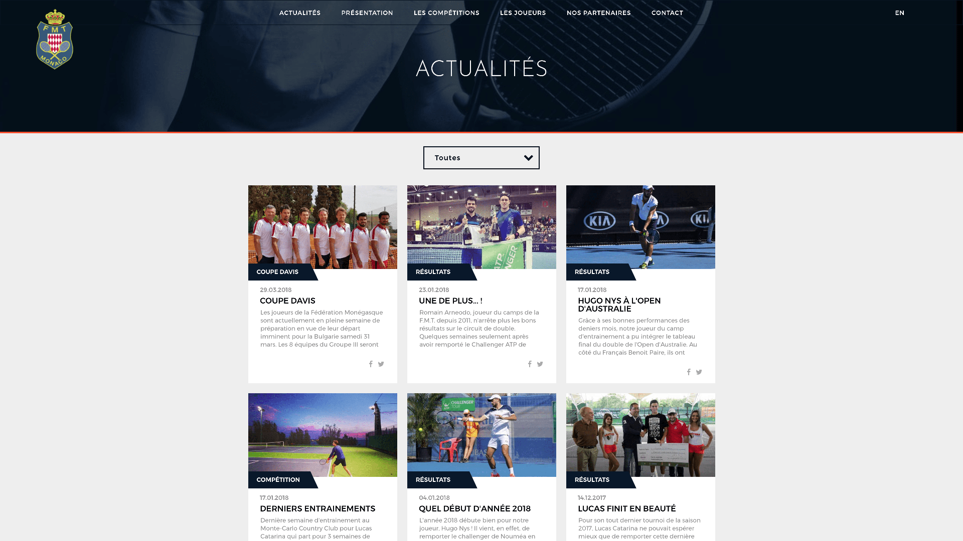 Refonte web, référencement SEO et Community Management pour la Fédération Monégasque de Tennis. - Refonte du site internet - 3