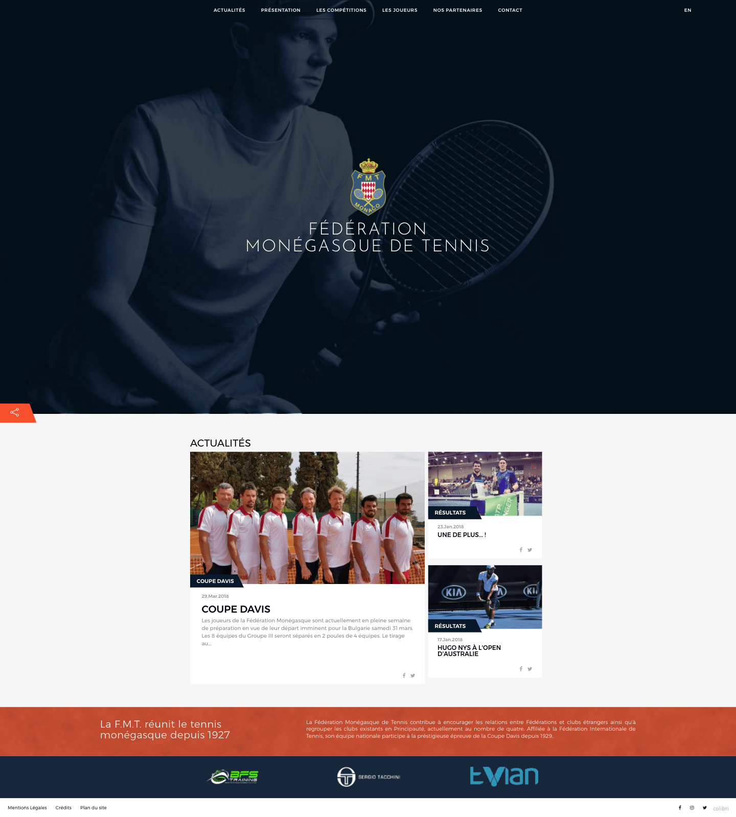Refonte web, référencement SEO et Community Management pour la Fédération Monégasque de Tennis. - Refonte du site internet - 1