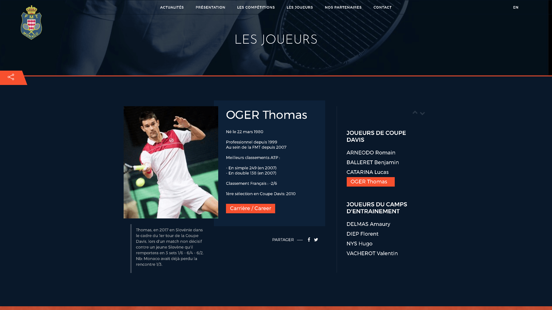 Refonte web, référencement SEO et Community Management pour la Fédération Monégasque de Tennis. - Refonte du site internet