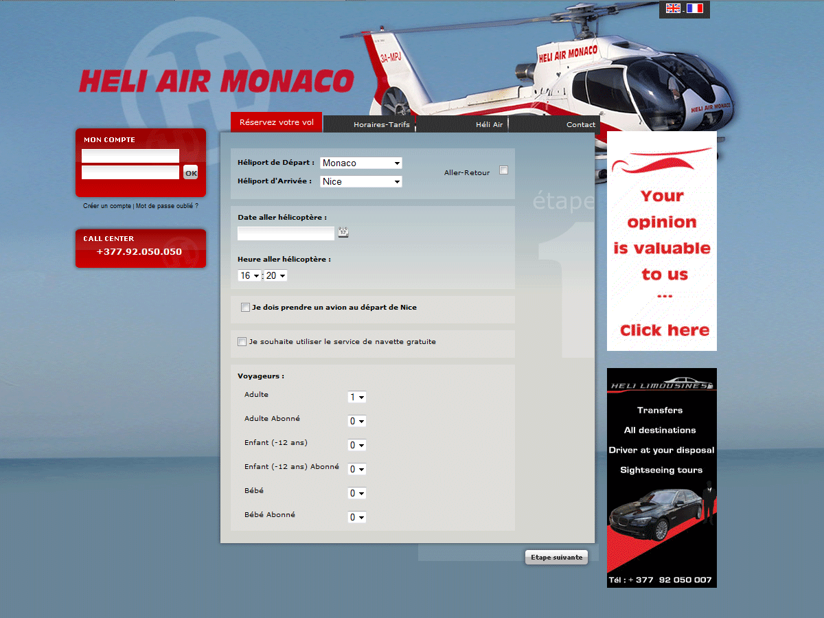 Héliair monaco - Héliair Monaco - Agence Colibri, Design - Réalisation du site internet heliairmonaco.com