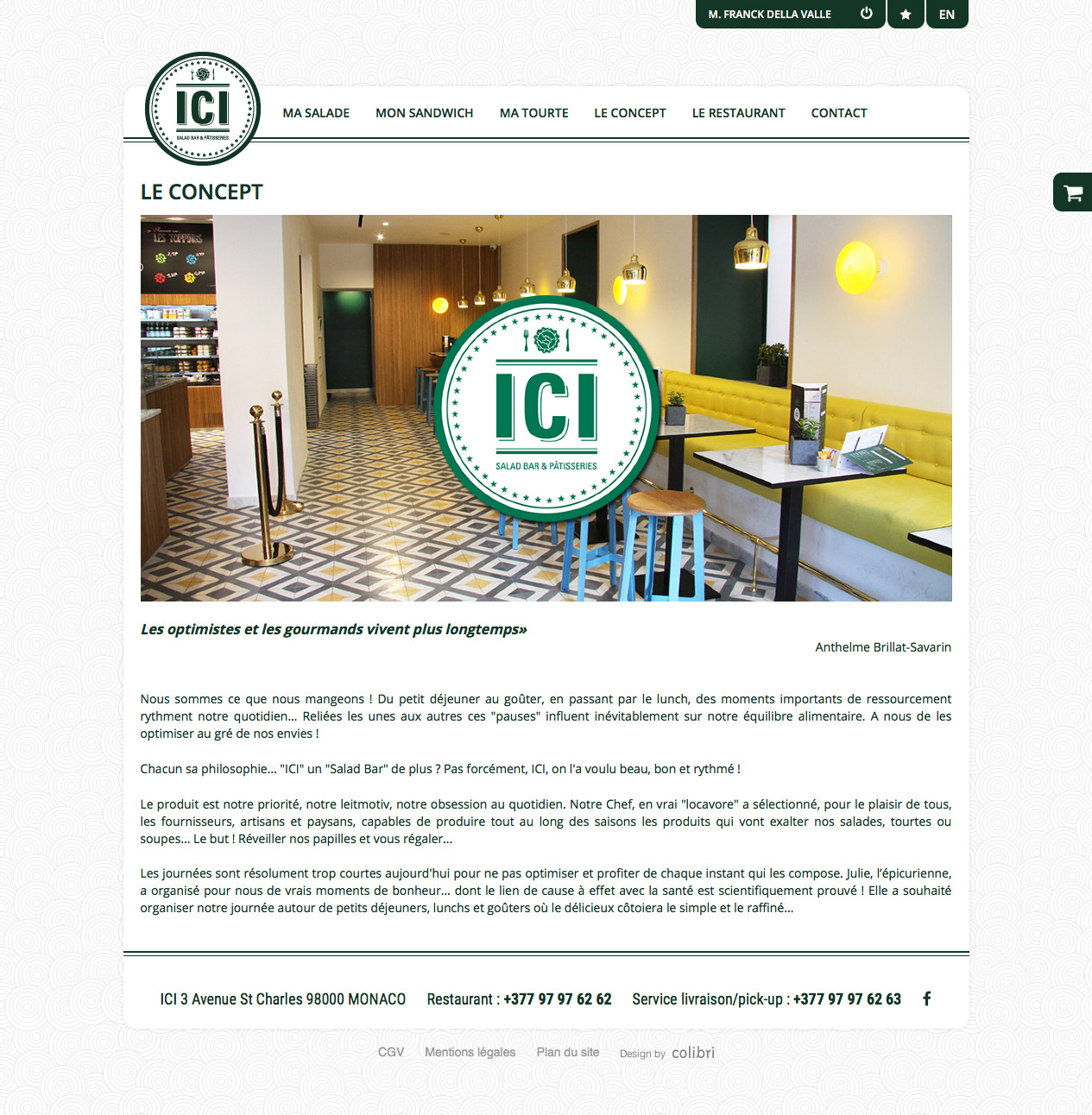 Ici - salad bar - Ici - Salad bar - Agence Colibri, Design - Création du site internet ici-saladbar.com - 2