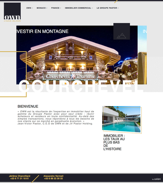 JV Pastor Real Estate - Own - Agence Colibri, Design, Publicité, Web - Agence Monaco - Création du site internet jvpastor-realestate.com