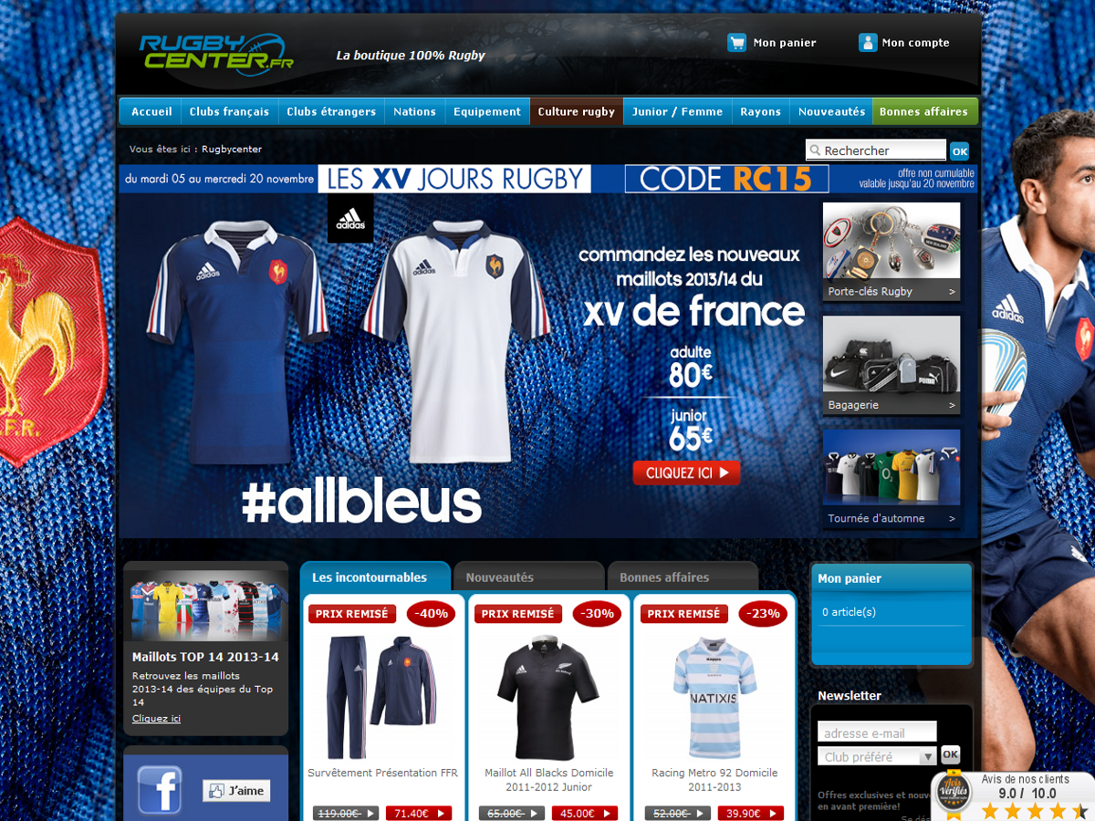 Rugbycenter, Magento, e-Commerce - Agence Web Colibri - Création du site e-commerce rugbycenter.fr