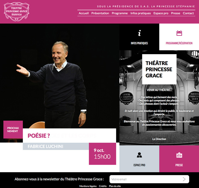 Théâtre Princesse Grace - Communication, création du site interne et  édition - Refonte du site internet tpgmonaco.mc - 3